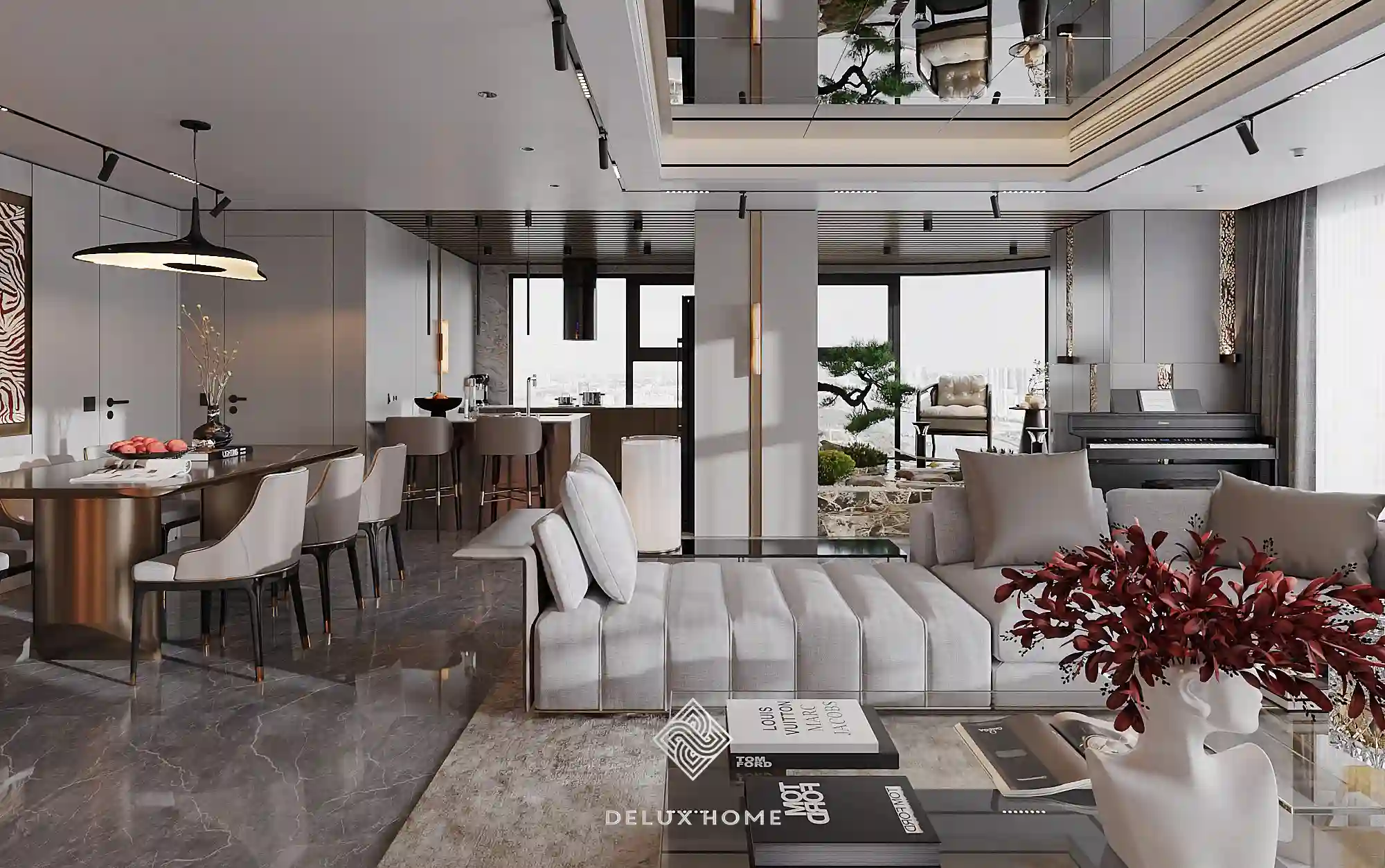 Dự án thi công biệt thự Penthouse - anh Việt - phòng khách