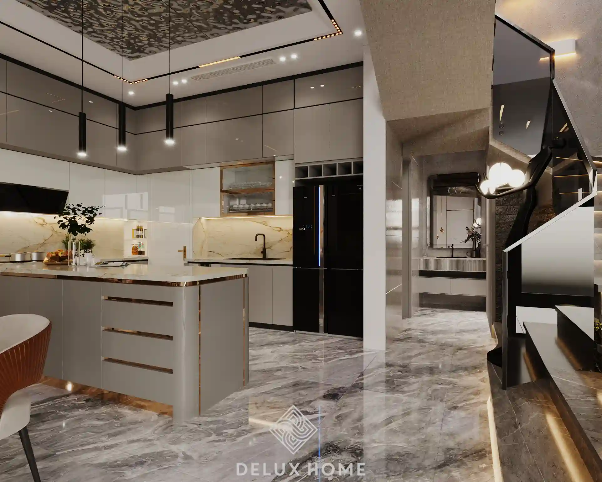 Dự án thi công nhà phố Mê Linh - Chị Hạnh - Phòng bếp