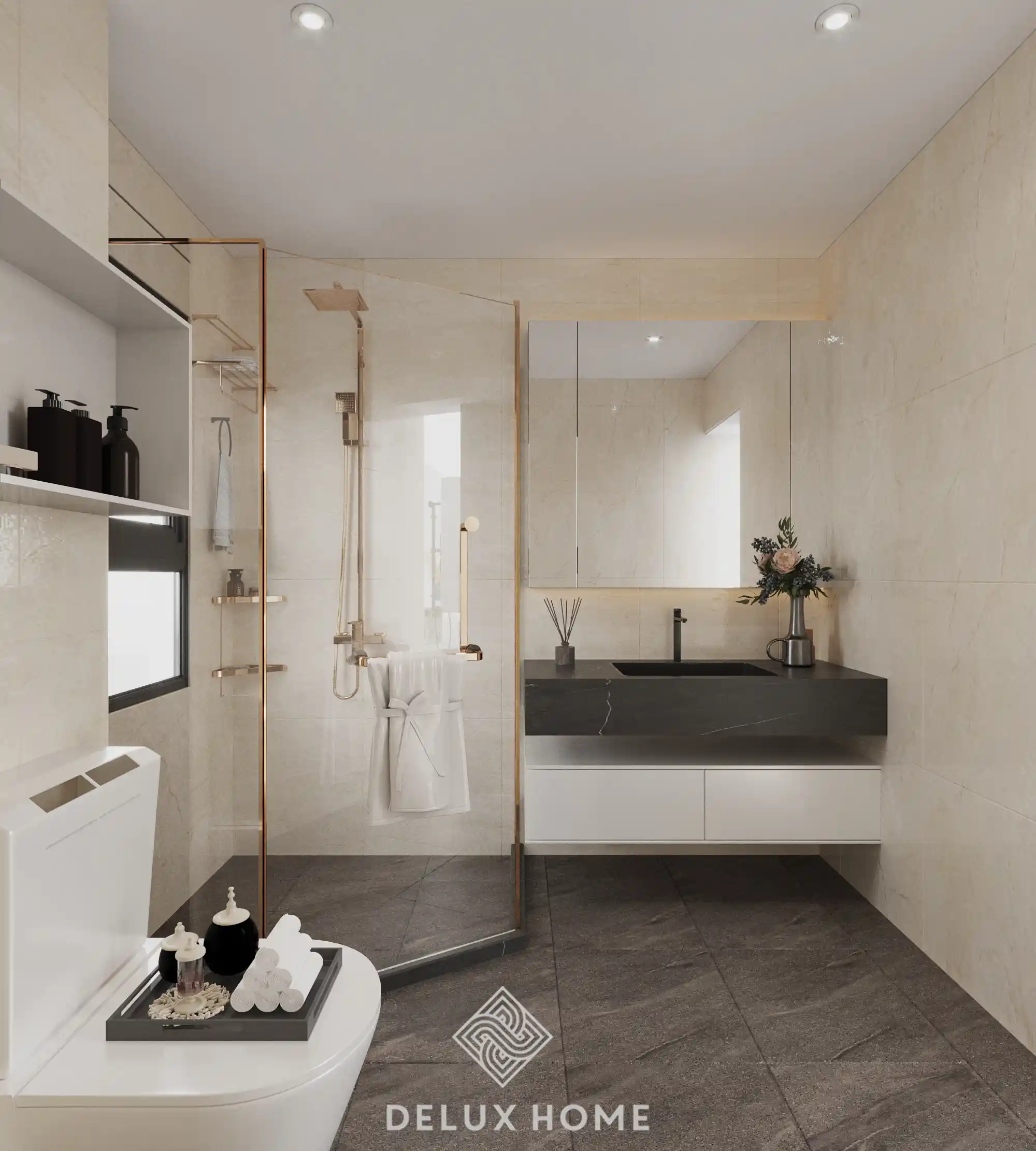 Dự án thi công nhà phố Mê Linh - Chị Hạnh - Phòng tắm