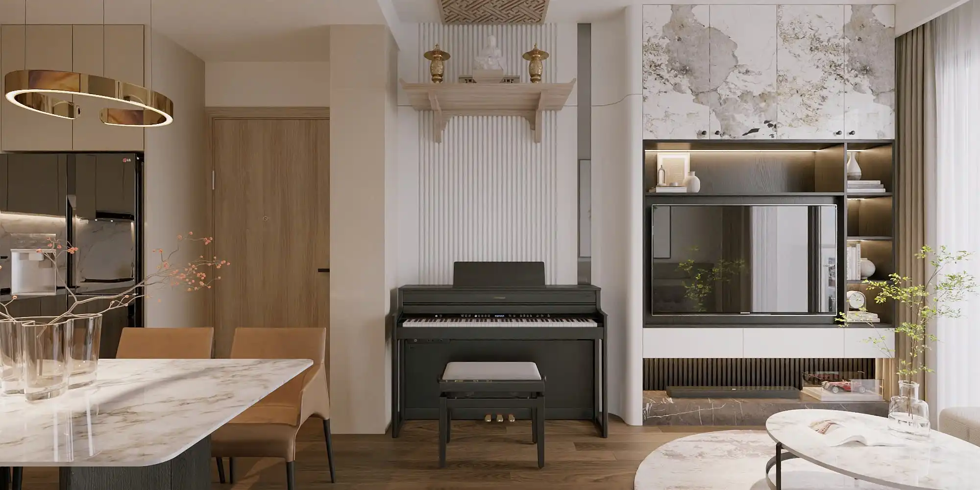 dự án chung cư Masteri West Heights - anh Đạt - phòng khách liền bếp