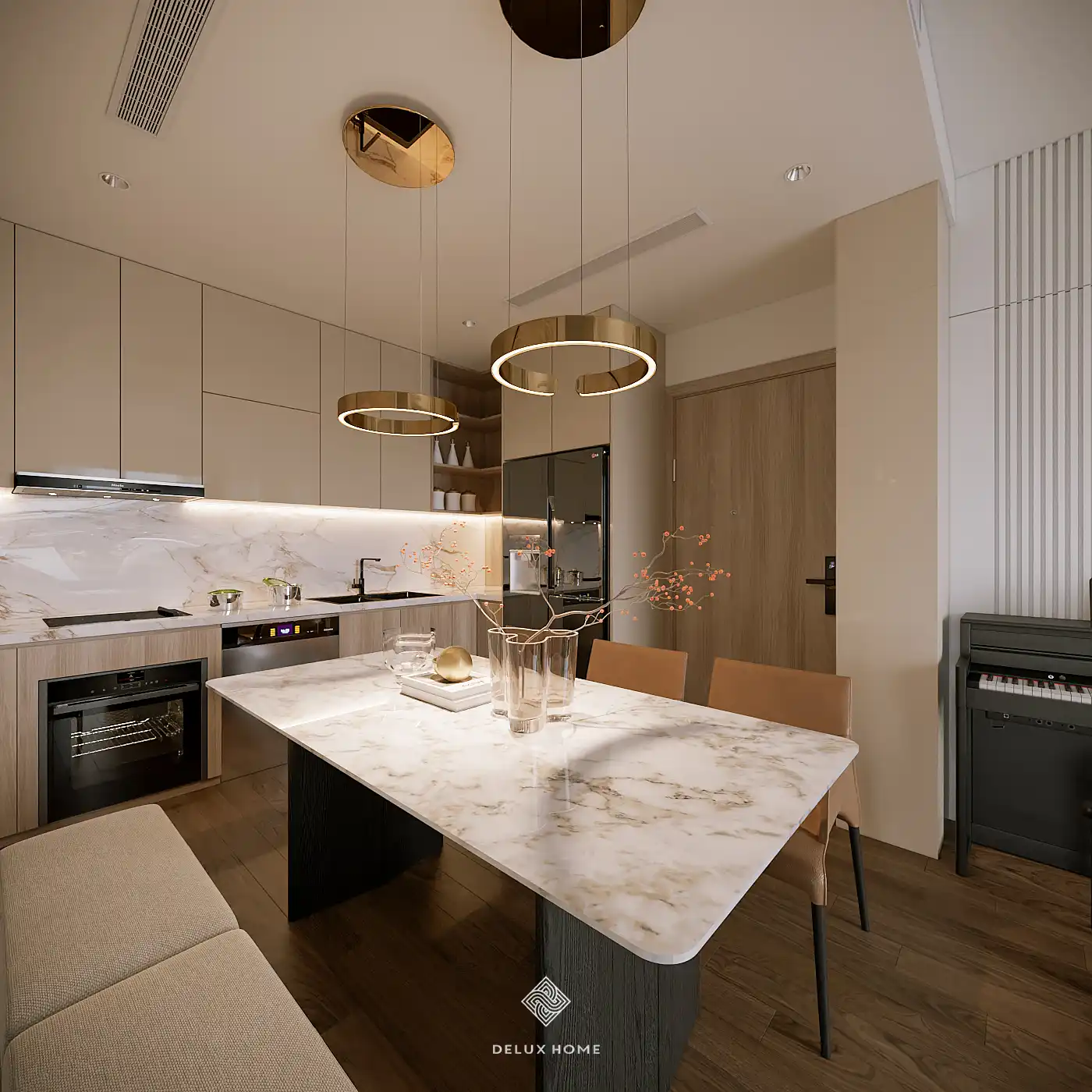 dự án chung cư Masteri West Heights - anh Đạt - phòng khách liền bếp