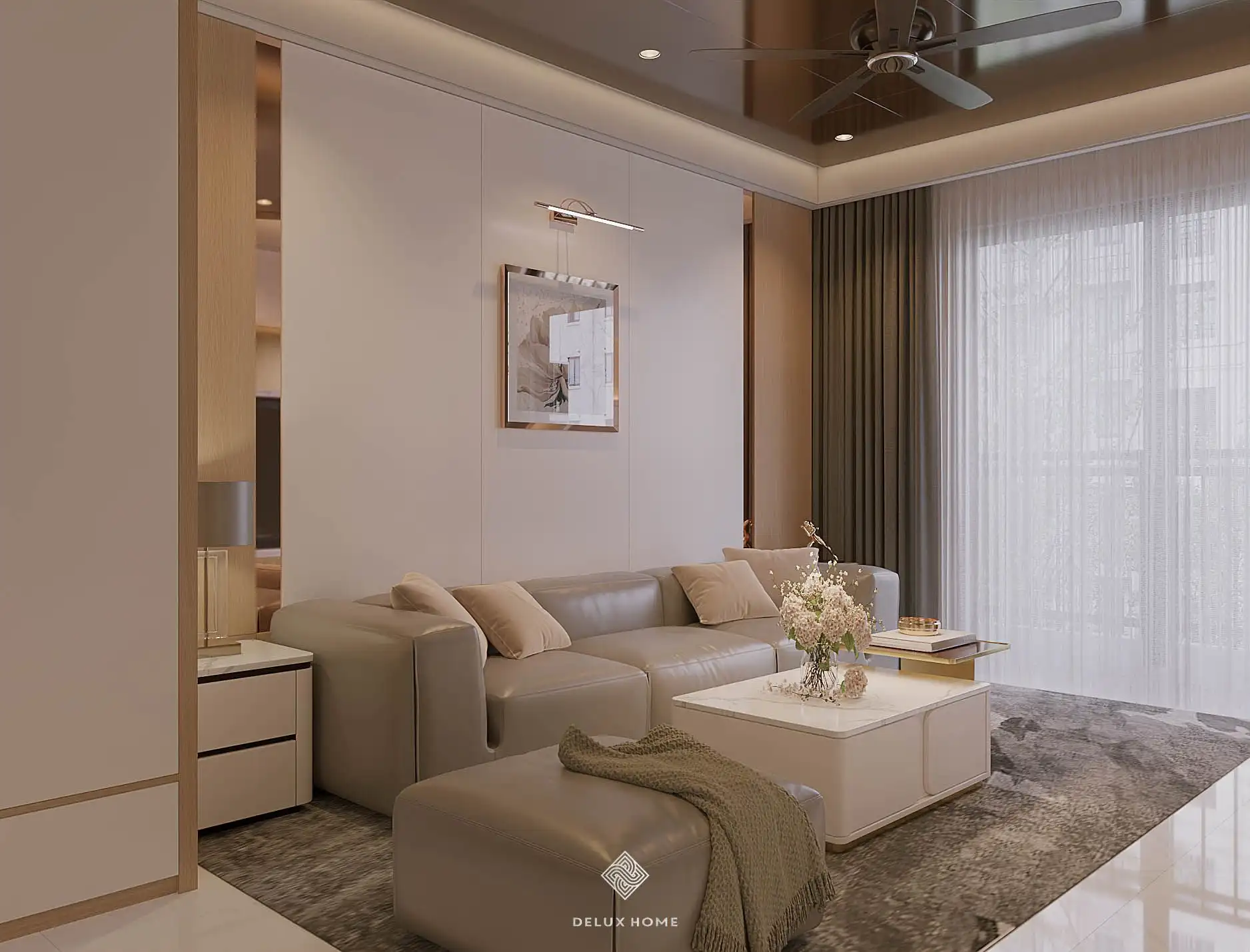 Dự án thiết kế nhà phố Quảng Ninh - Chị Thư phòng khách