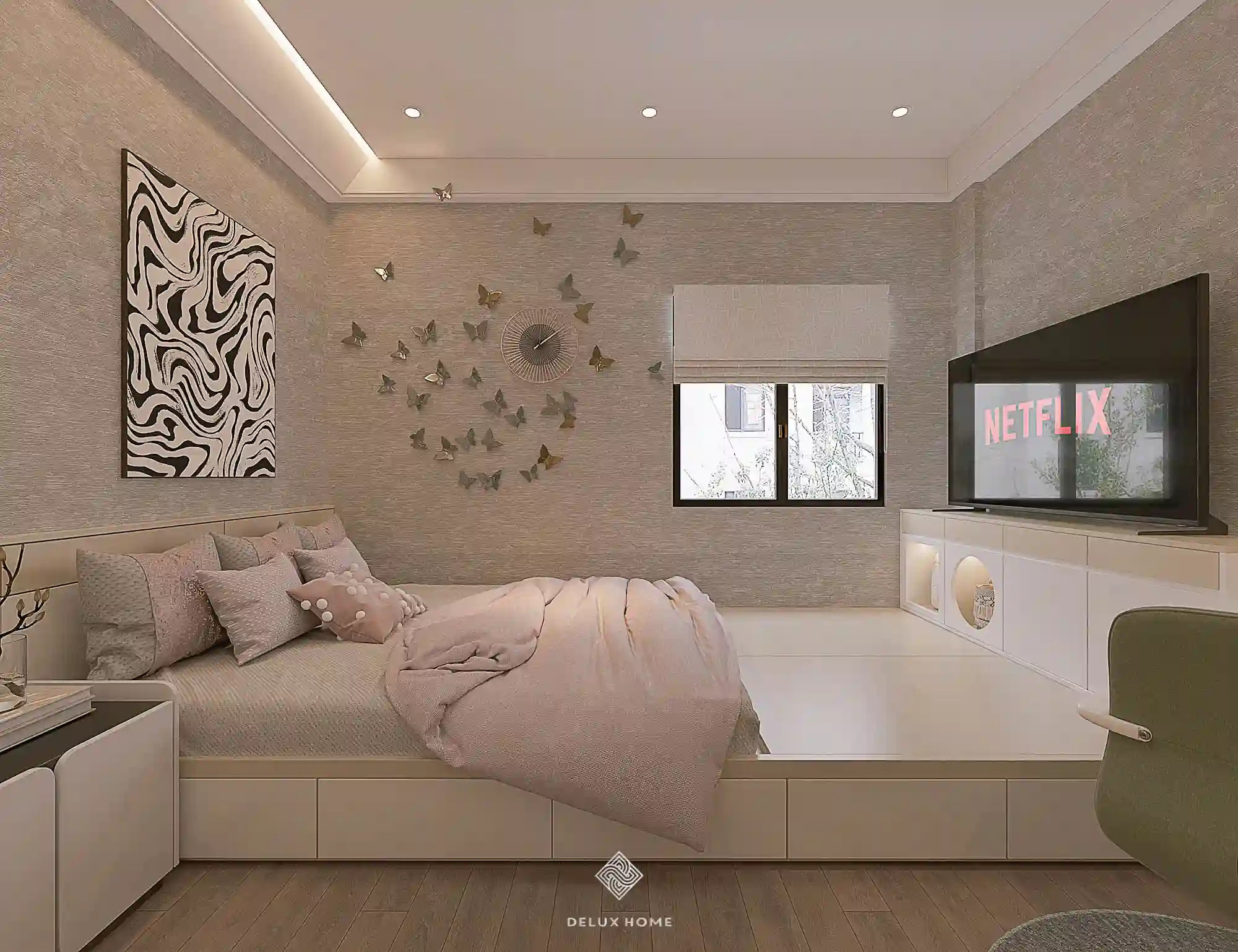 Dự án thiết kế nhà phố Quảng Ninh - Chị Thư phòng ngủ