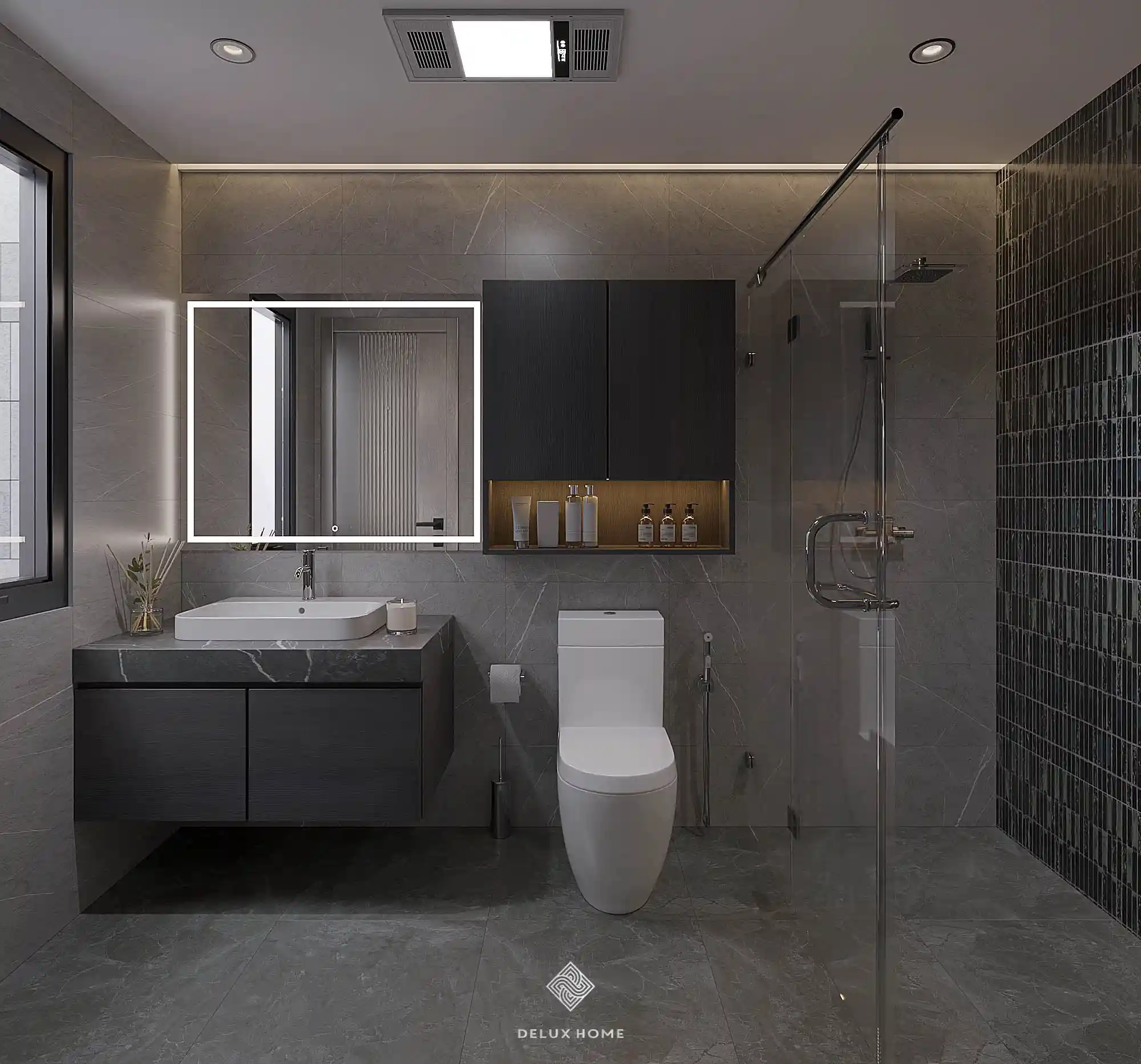 Dự án thiết kế nhà phố Quảng Ninh - Chị Thư phòng tắm