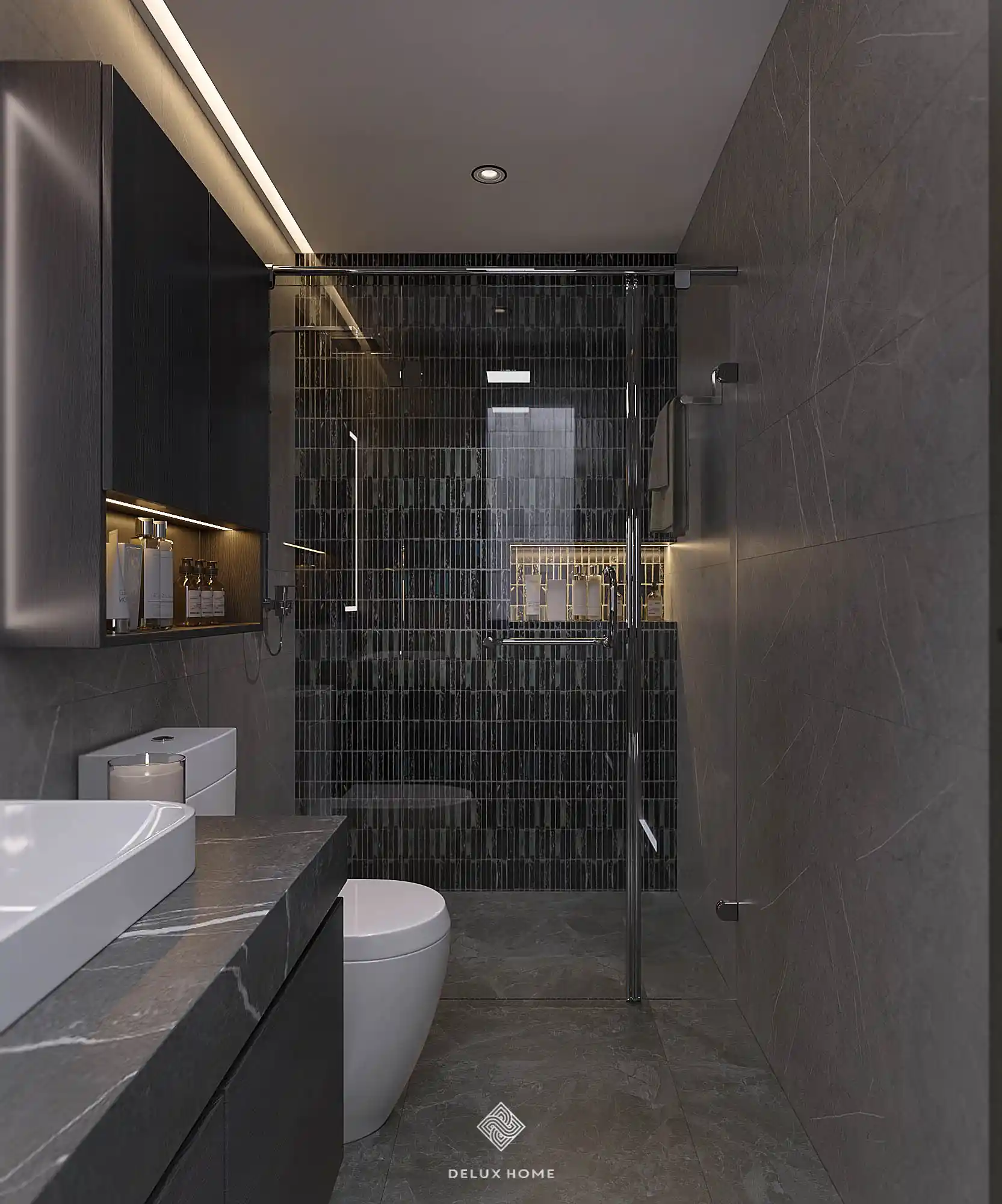 Dự án thiết kế nhà phố Quảng Ninh - Chị Thư phòng tắm