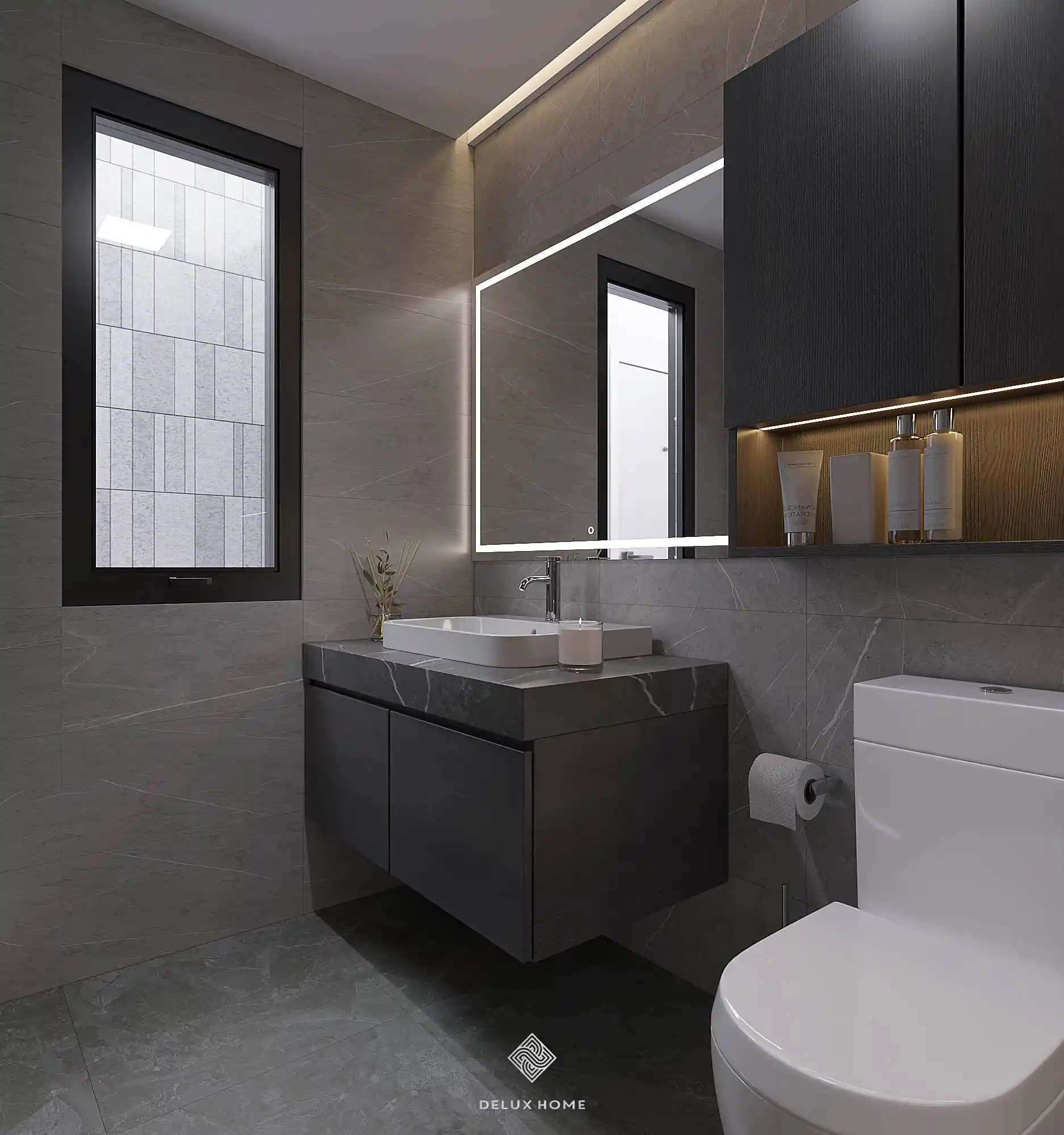 Dự án thiết kế nhà phố Quảng Ninh - Chị Thư phòng tắm