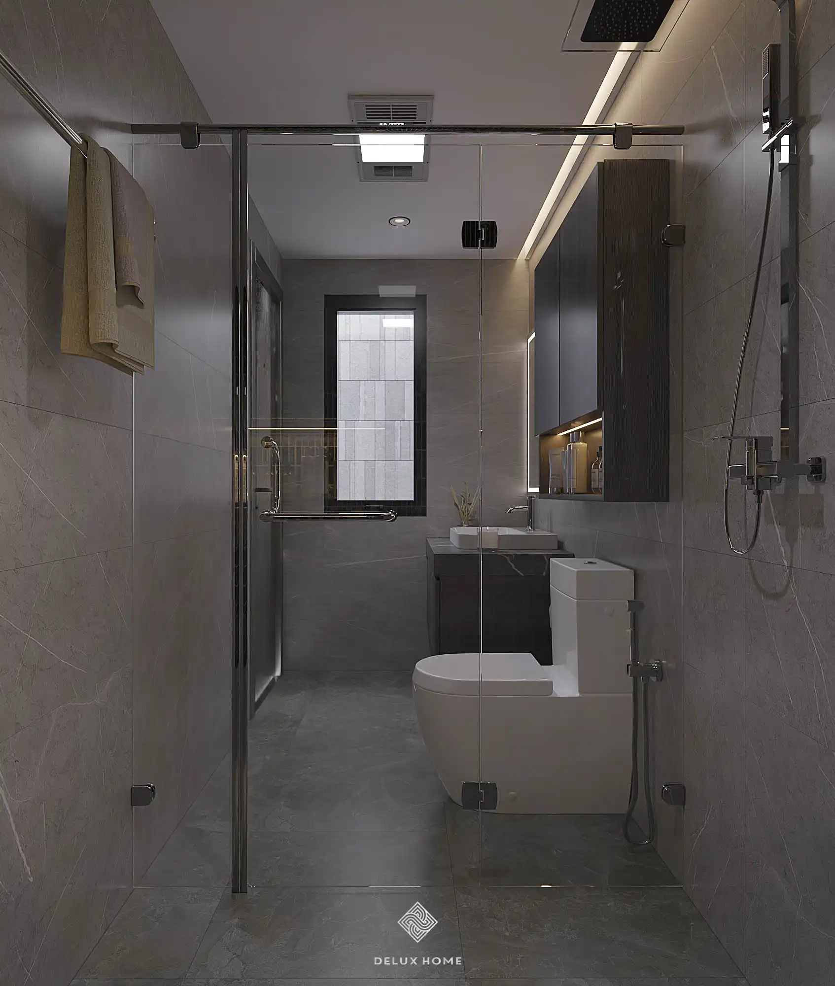 Dự án thiết kế nhà phố Quảng Ninh - Chị Thư phòng tắm
