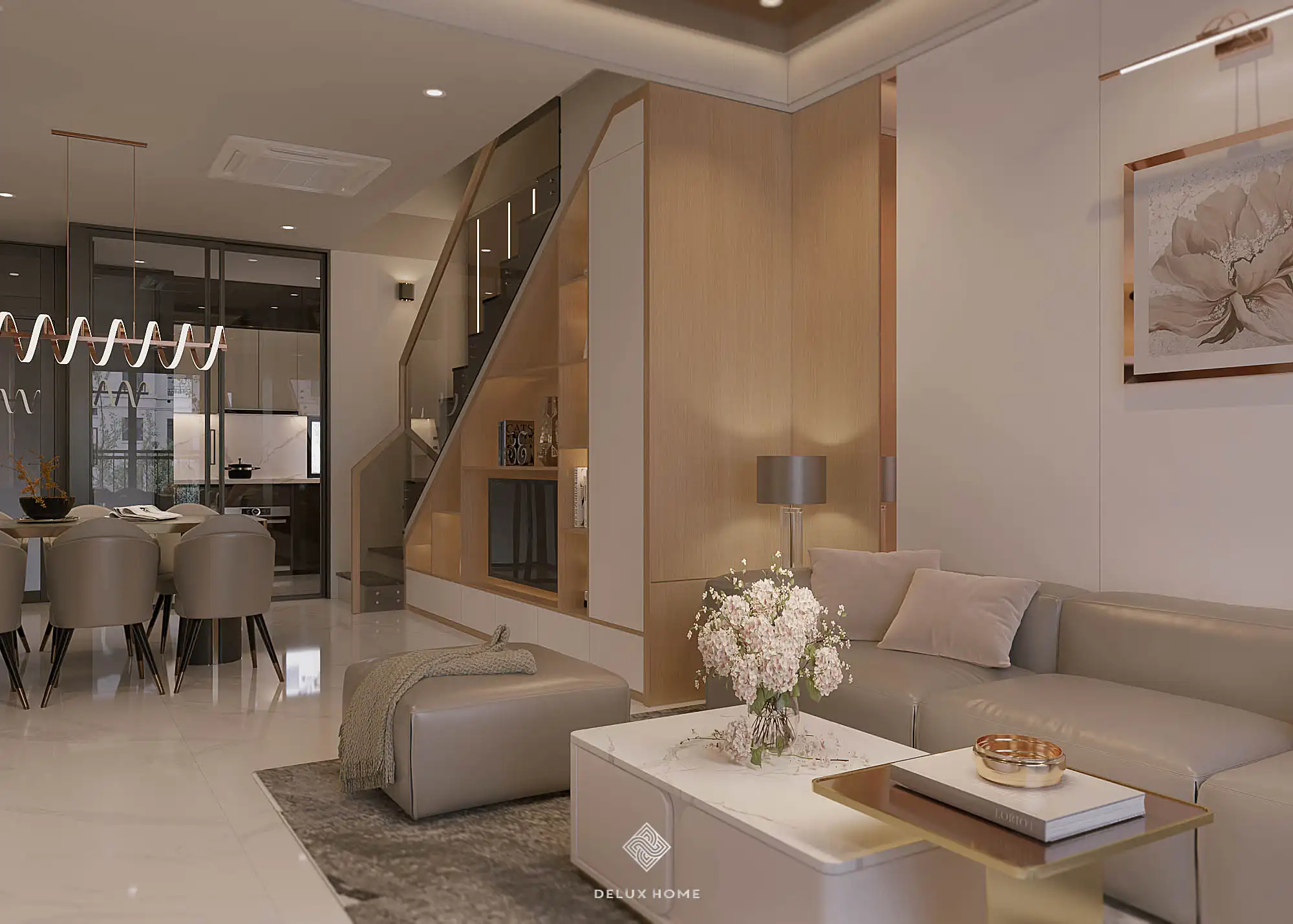 Dự án thiết kế nhà phố Quảng Ninh - Chị Thư phòng khách
