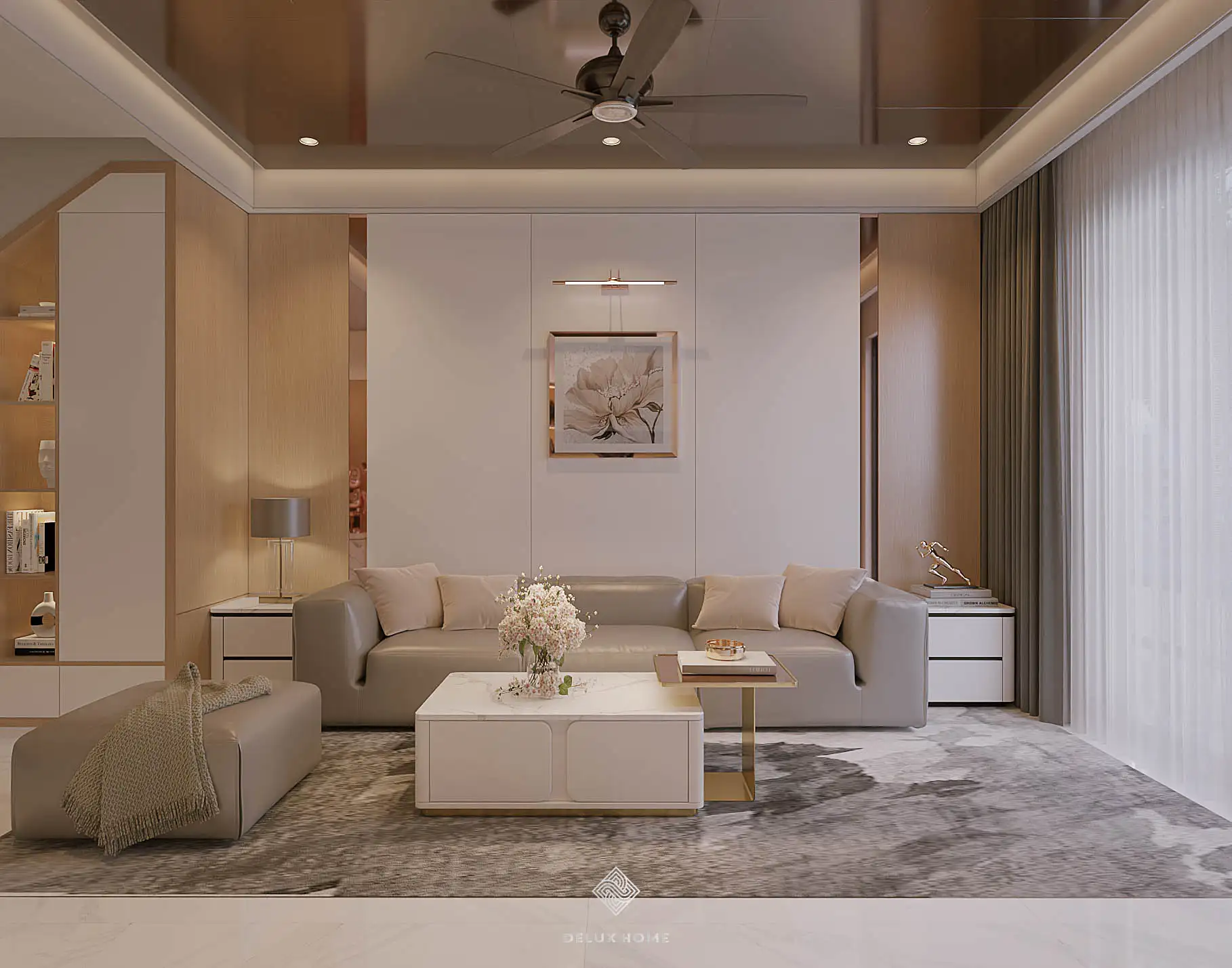 Dự án thiết kế nhà phố Quảng Ninh - Chị Thư phòng khách