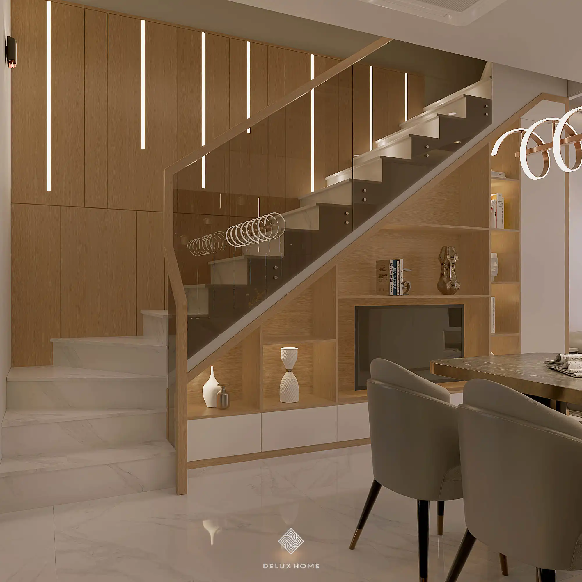 Dự án thiết kế nhà phố Quảng Ninh - Chị Thư phòng khách