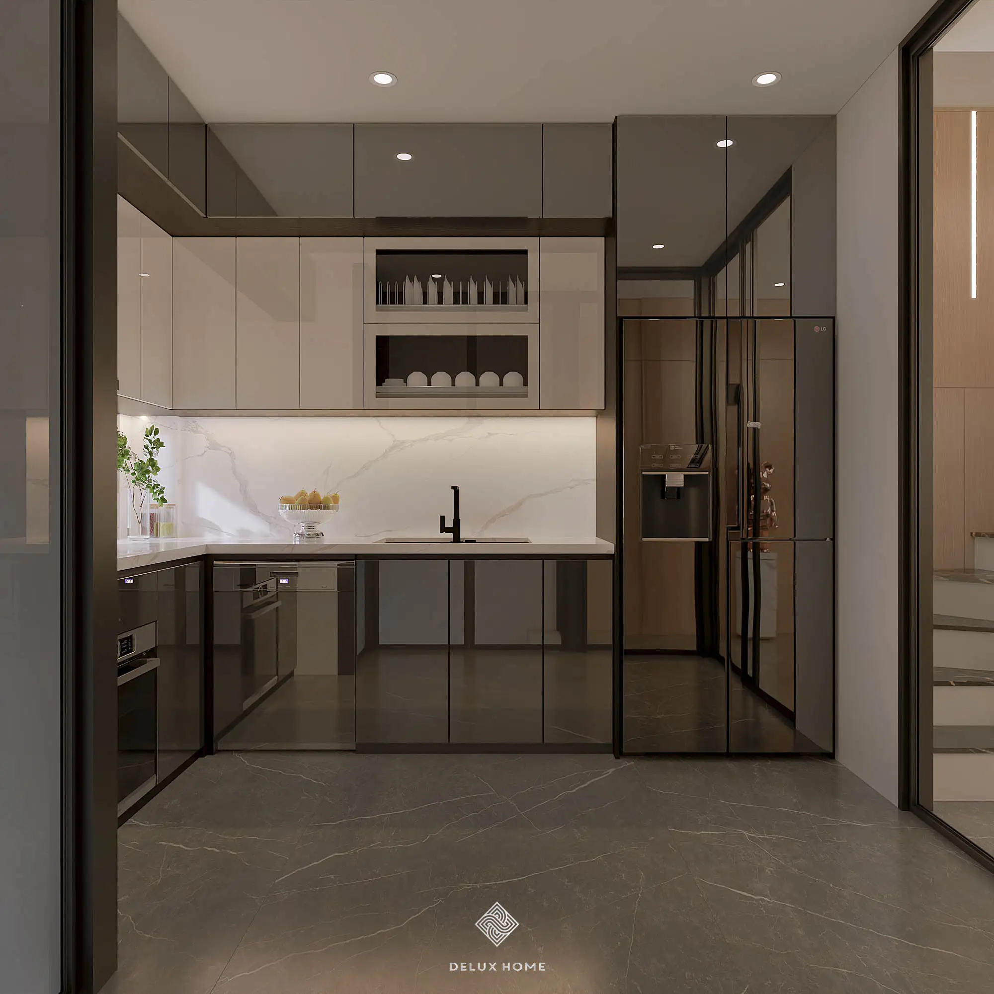 Dự án thiết kế nhà phố Quảng Ninh - Chị Thư phòng bếp