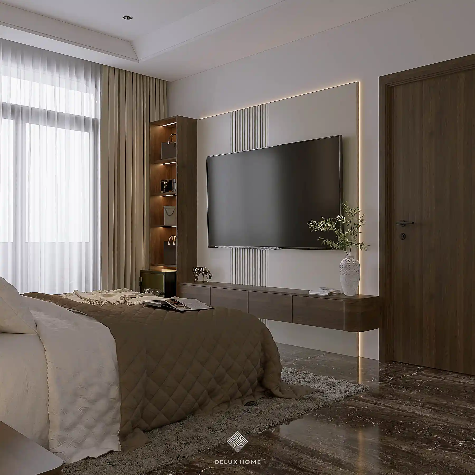 Dự án thiết kế nhà phố Quảng Ninh - chị Thuỷ phòng ngủ