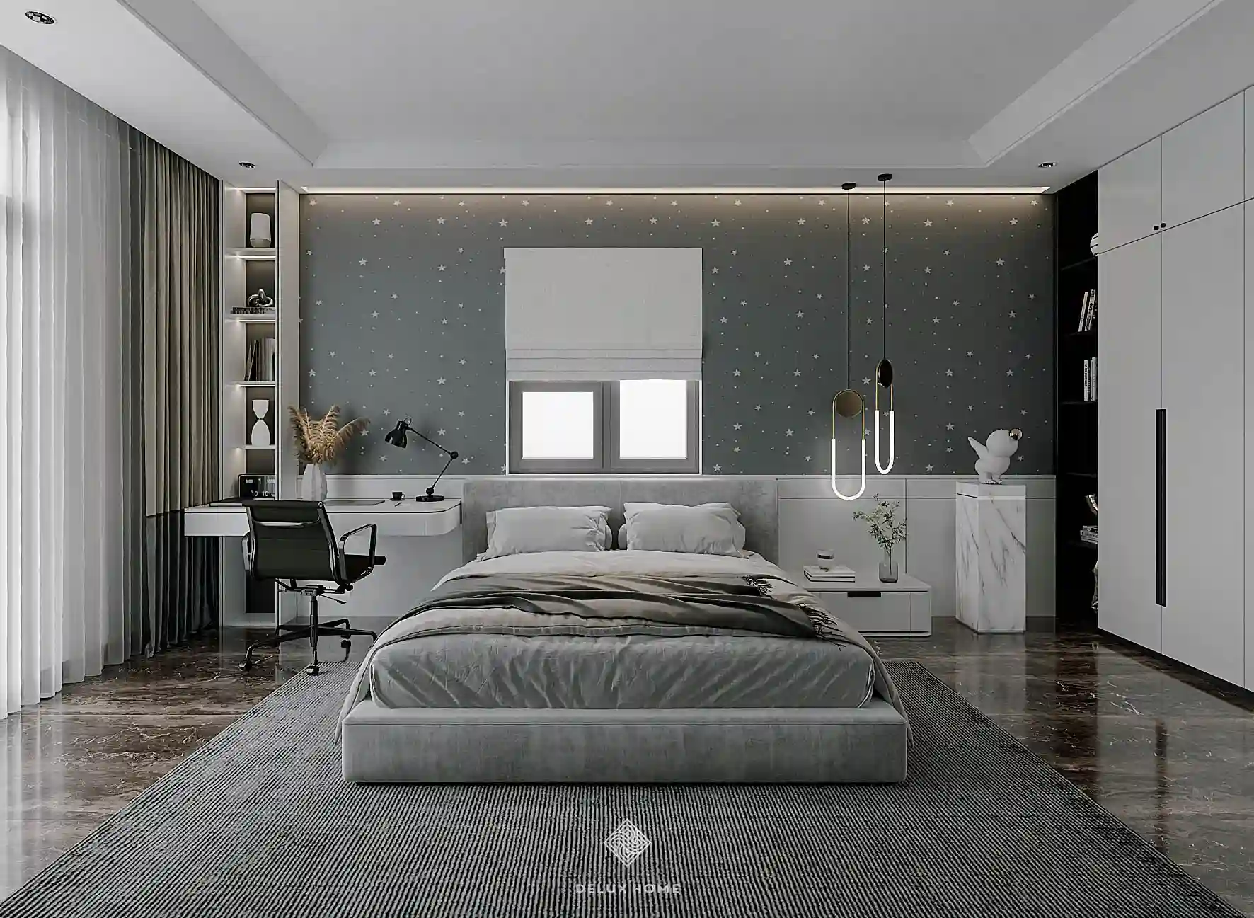 Dự án thiết kế nhà phố Quảng Ninh - chị Thuỷ phòng ngủ