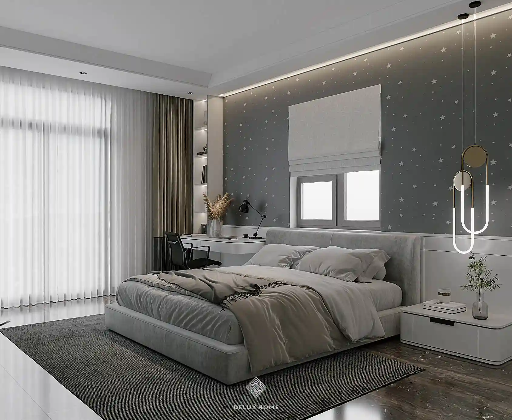 Dự án thiết kế nhà phố Quảng Ninh - chị Thuỷ phòng ngủ