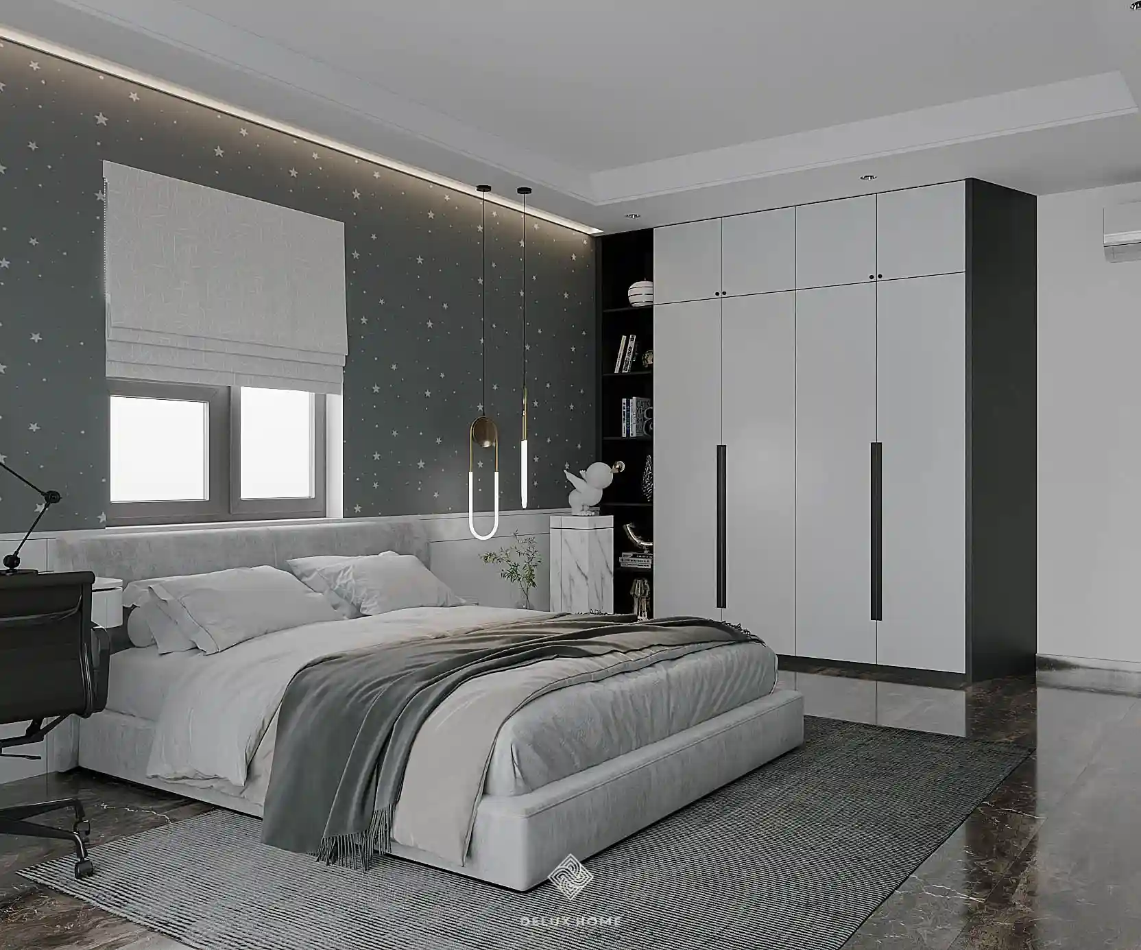 Dự án thiết kế nhà phố Quảng Ninh - chị Thuỷ phòng ngủ