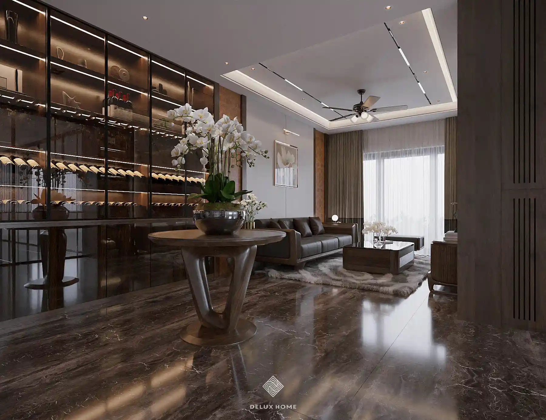 Dự án thiết kế nhà phố Quảng Ninh - chị Thuỷ phòng khách