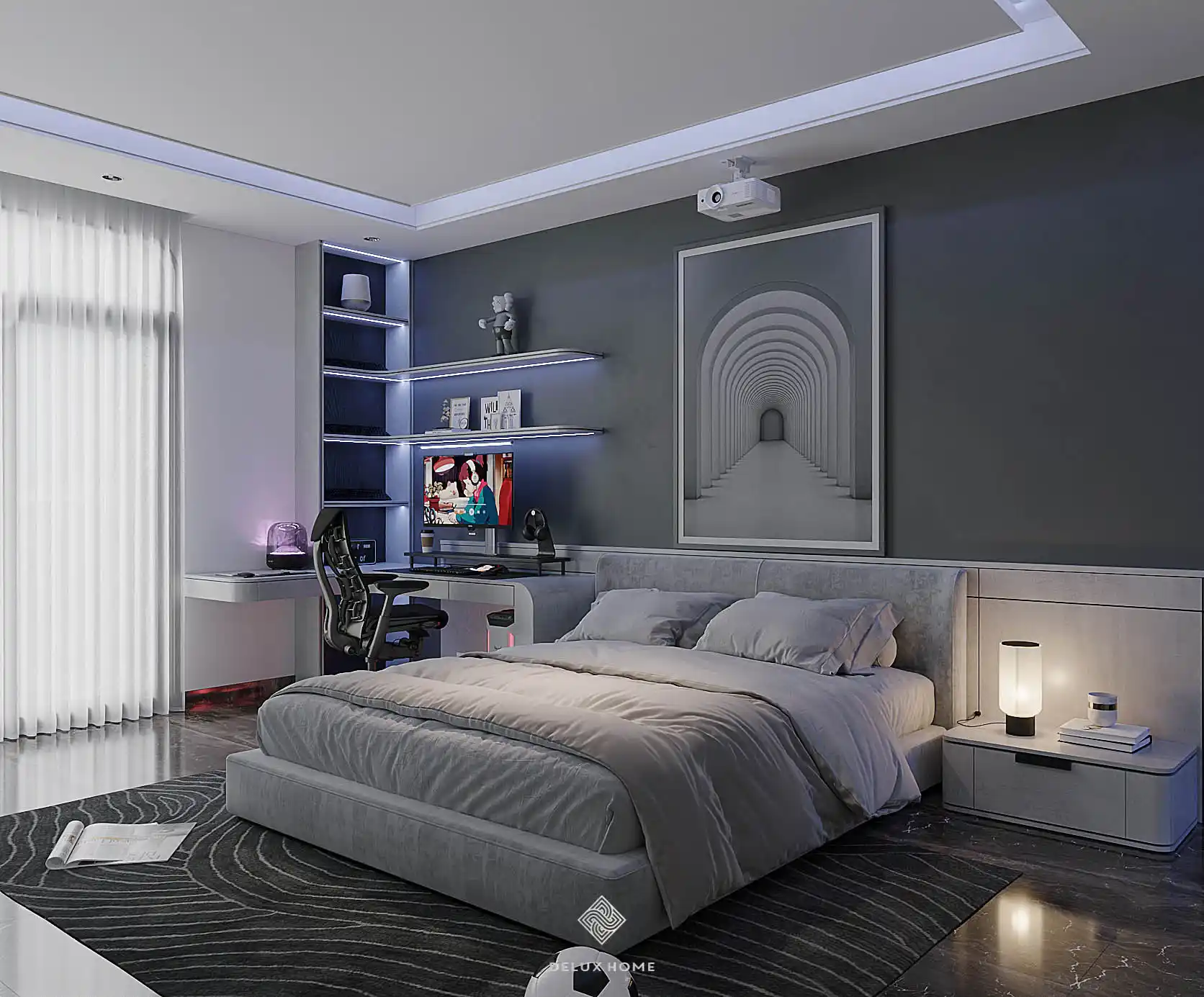 Dự án thiết kế nhà phố Quảng Ninh - chị Thuỷ phòng ngủ
