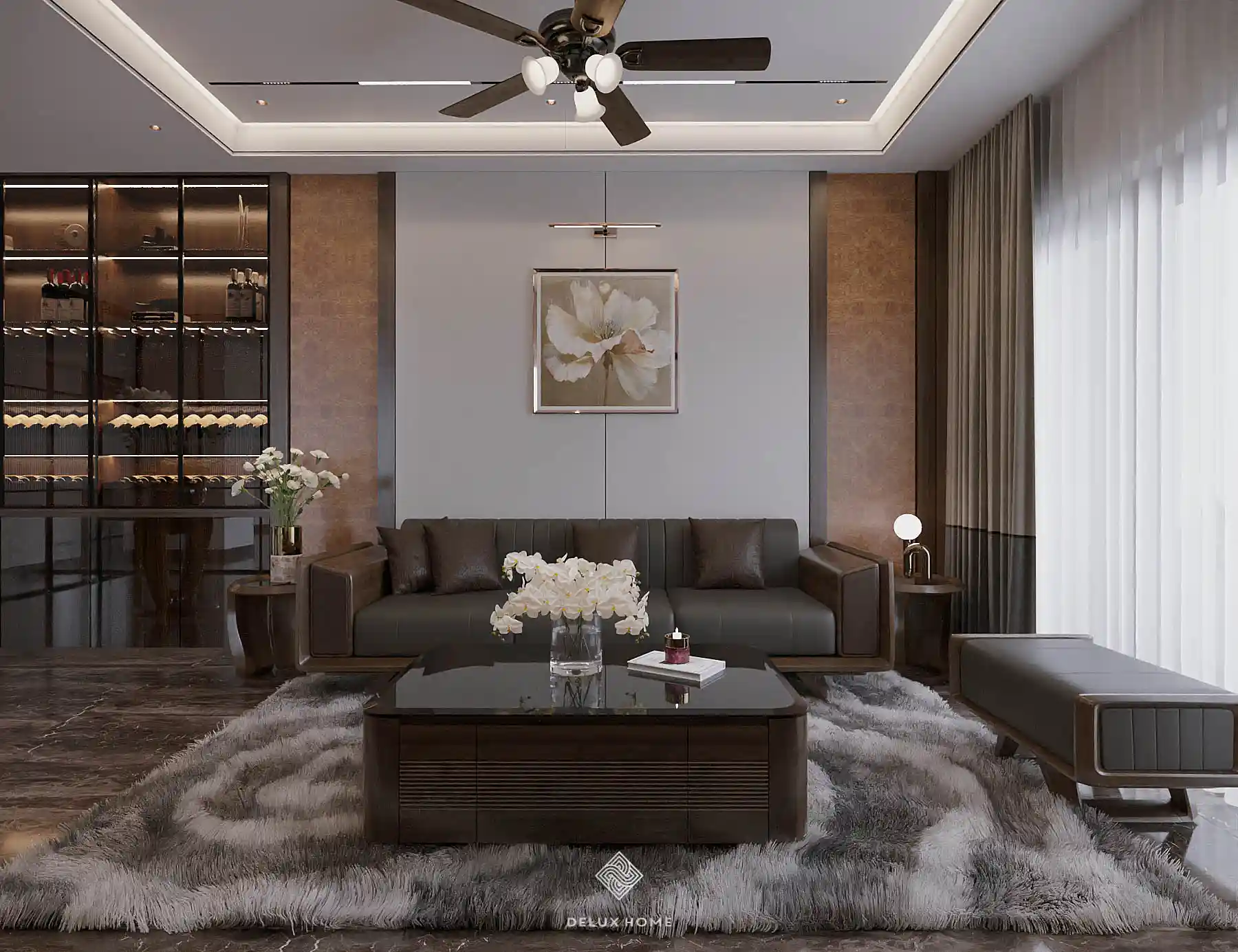 Dự án thiết kế nhà phố Quảng Ninh - chị Thuỷ phòng khách