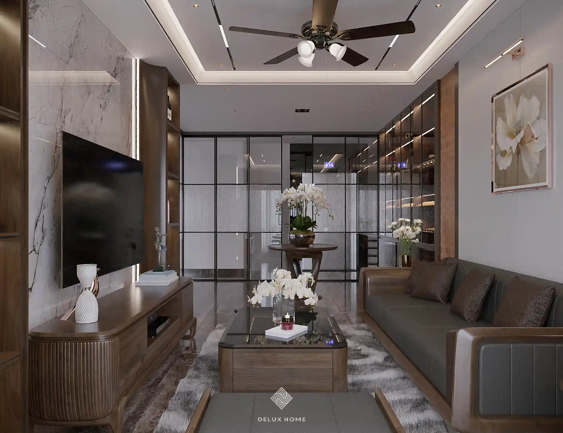 Dự án thiết kế nhà phố Quảng Ninh - chị Thuỷ phòng khách
