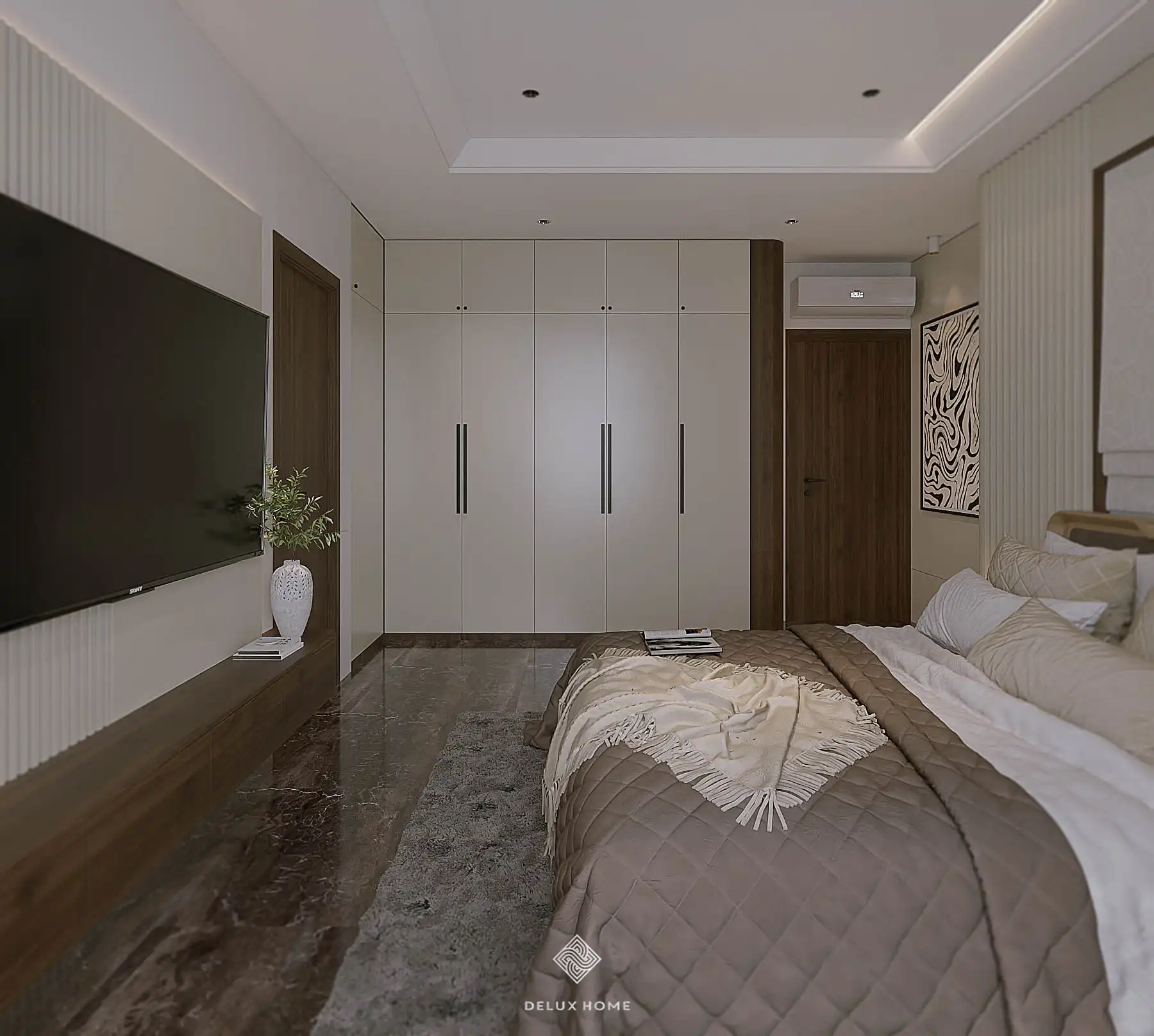 Dự án thiết kế nhà phố Quảng Ninh - chị Thuỷ phòng ngủ