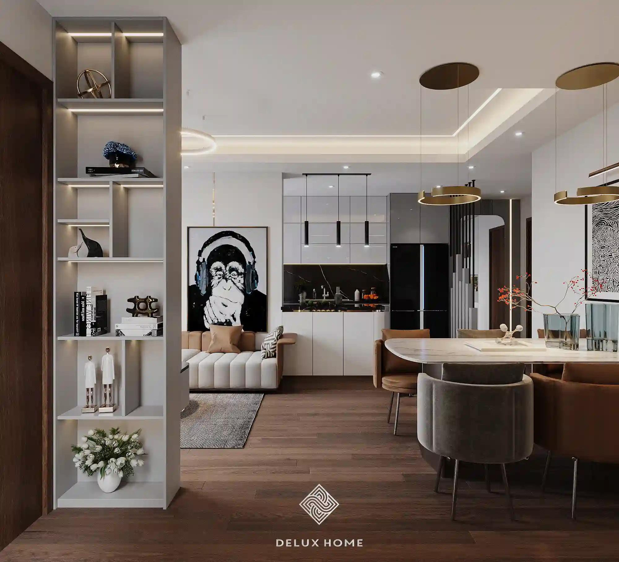 Thiết kế phòng khách liên thông nhà bếp