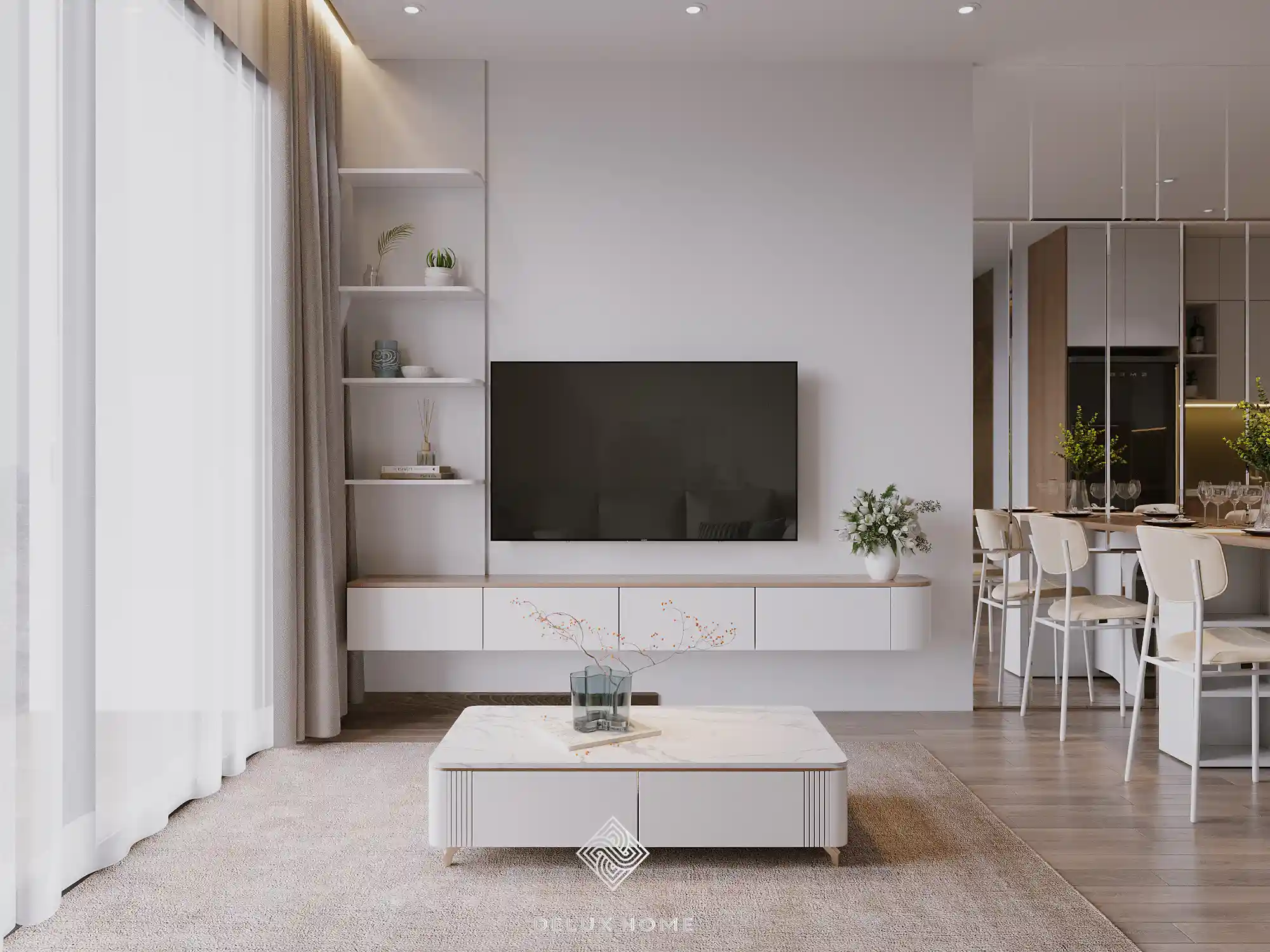 Dự án thiết kế chung cư Imperia - chị Thanh phòng khách - ăn liền kề