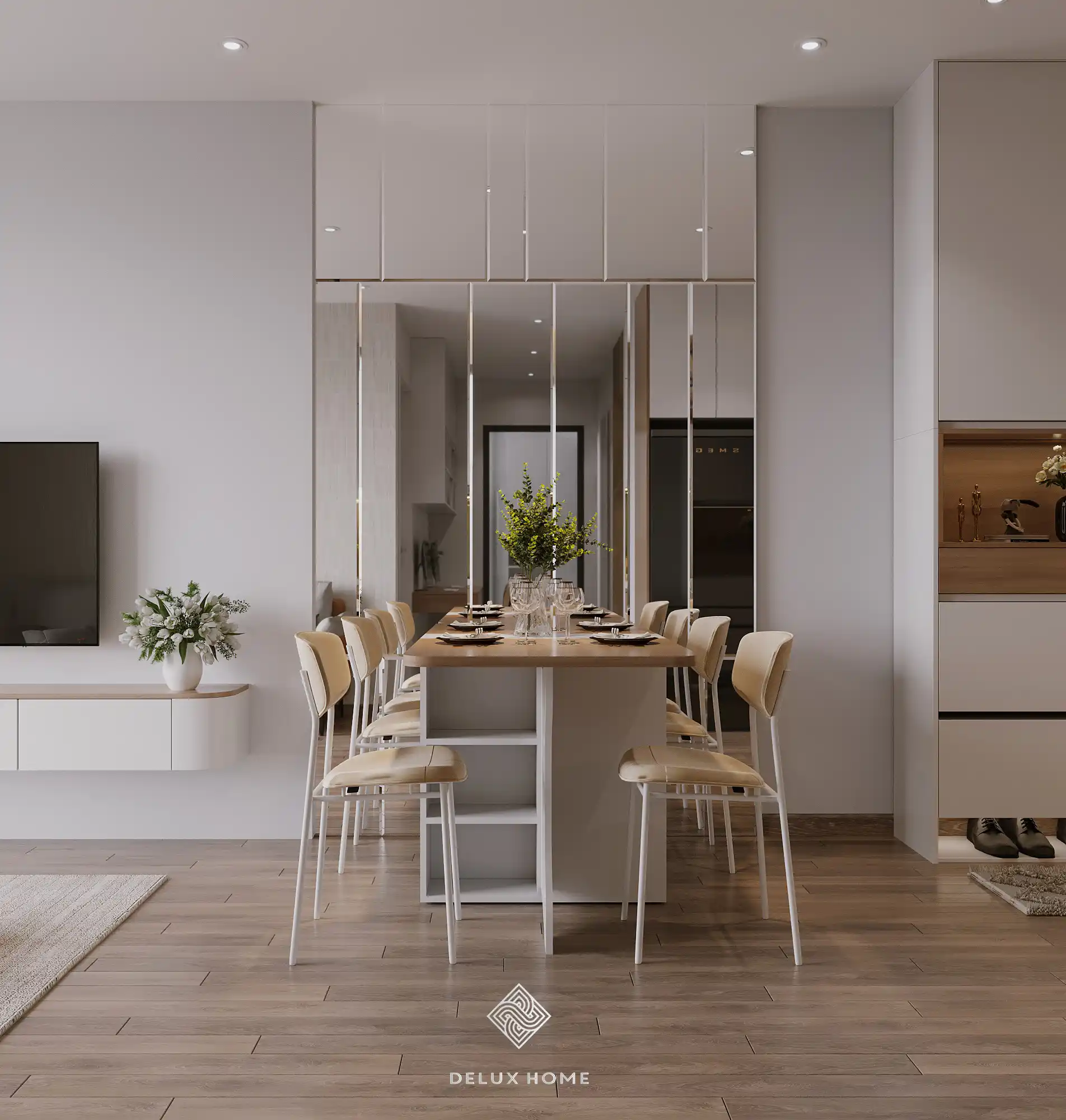 Dự án thiết kế chung cư Imperia - chị Thanh phòng khách - ăn liền kề