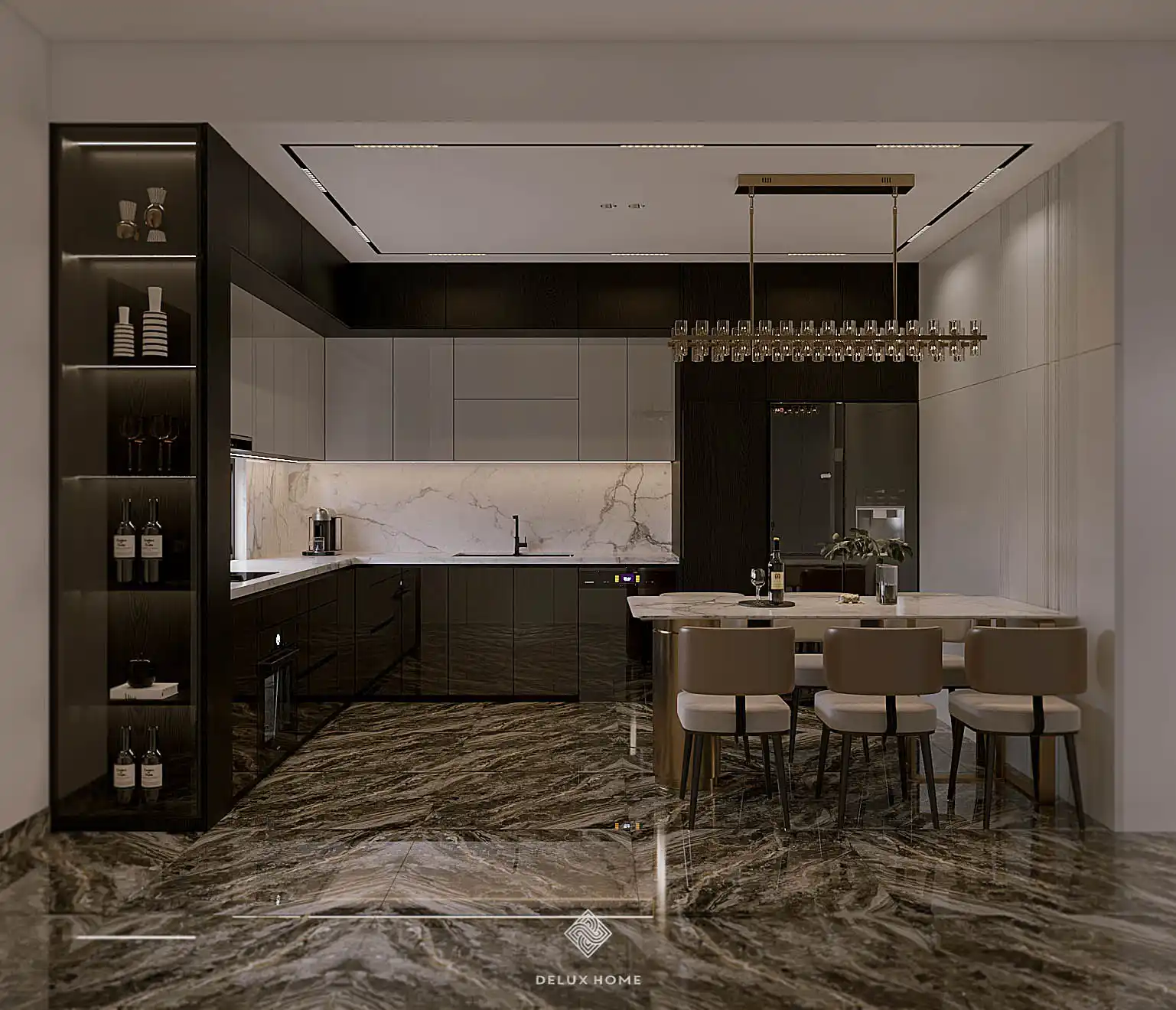 Dự án thiết kế nhà phố Hải Dương - anh Tiến phòng bếp