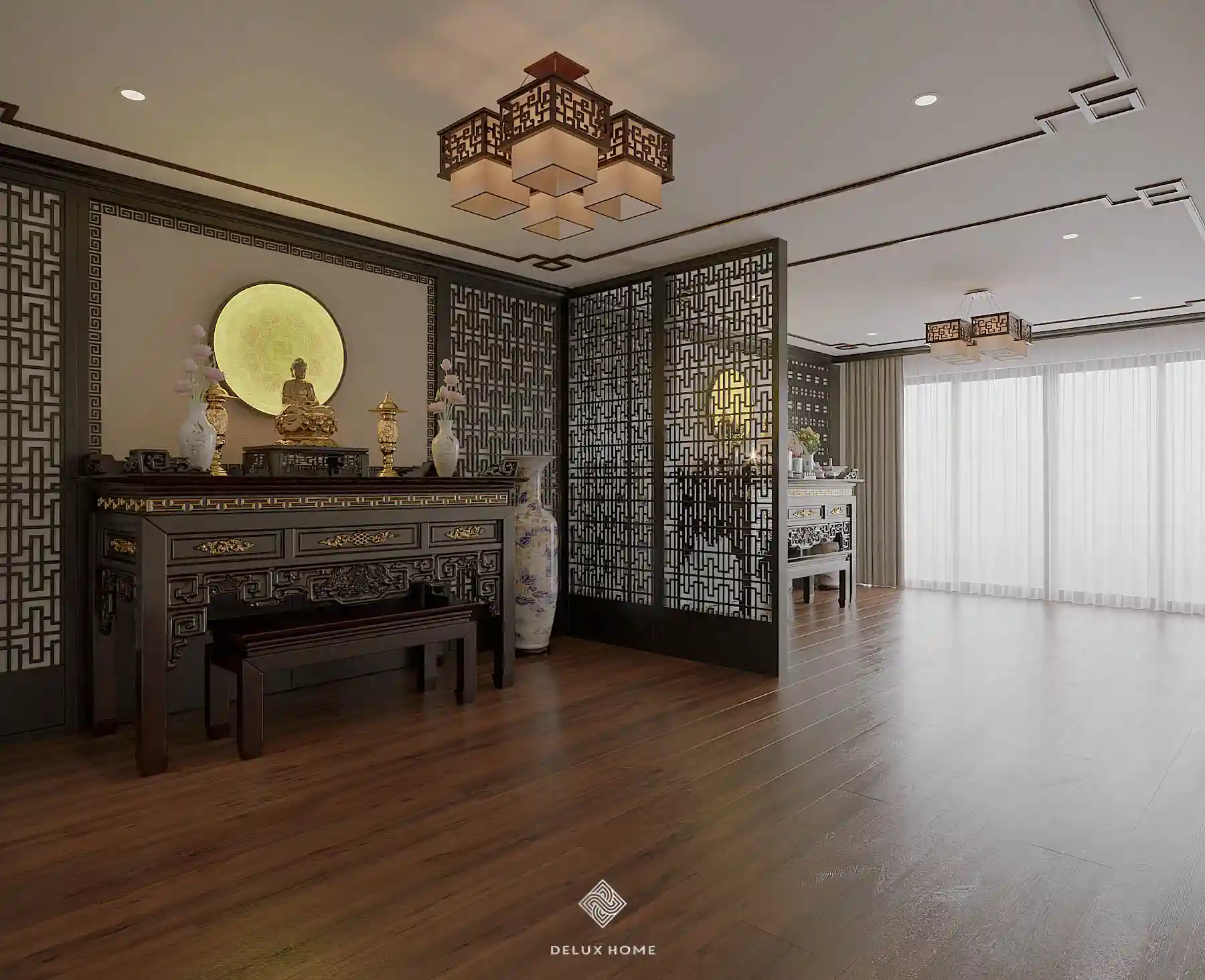Dự án thiết kế nhà phố Hải Dương - anh Tiến phòng thờ