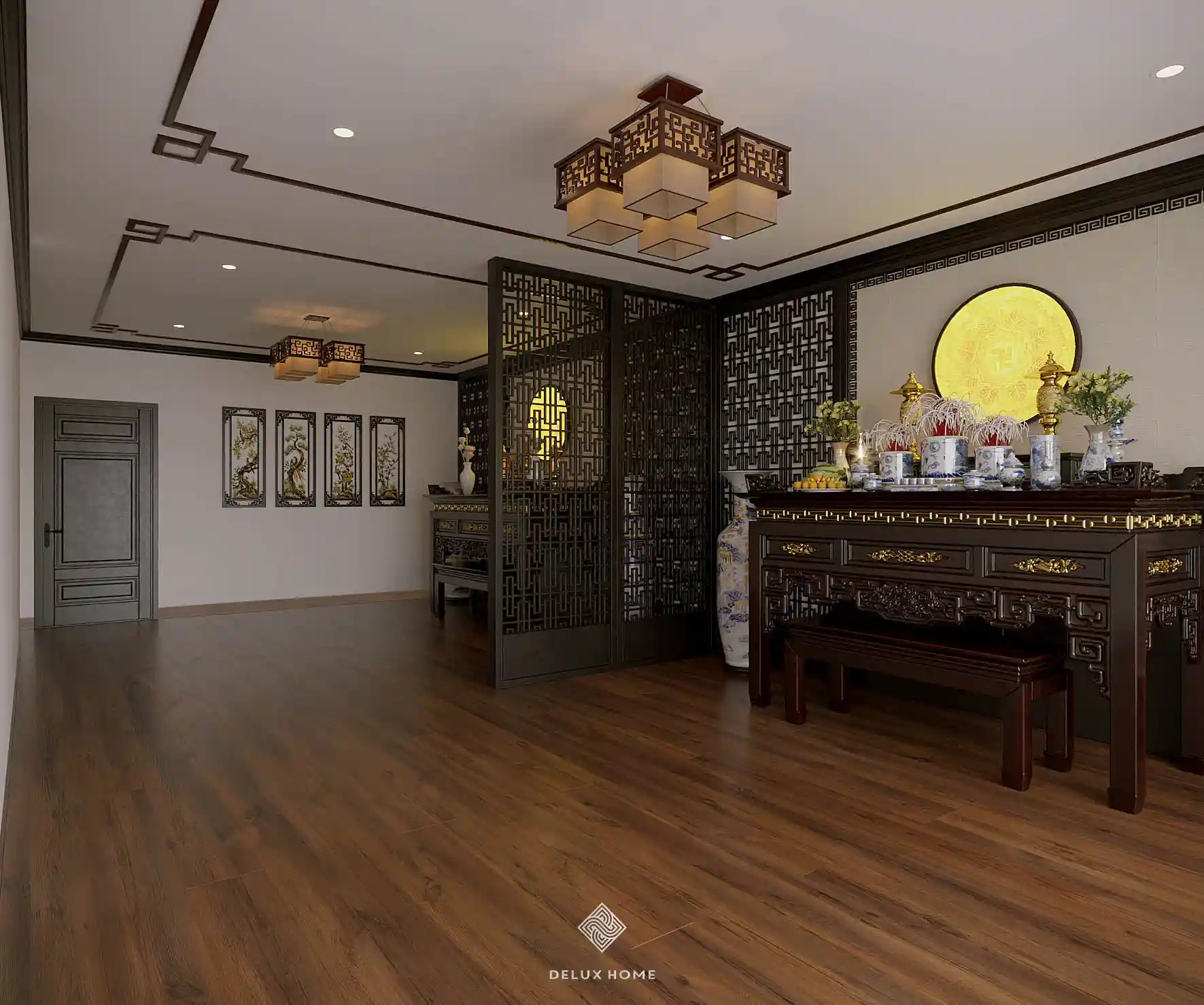Dự án thiết kế nhà phố Hải Dương - anh Tiến phòng thờ
