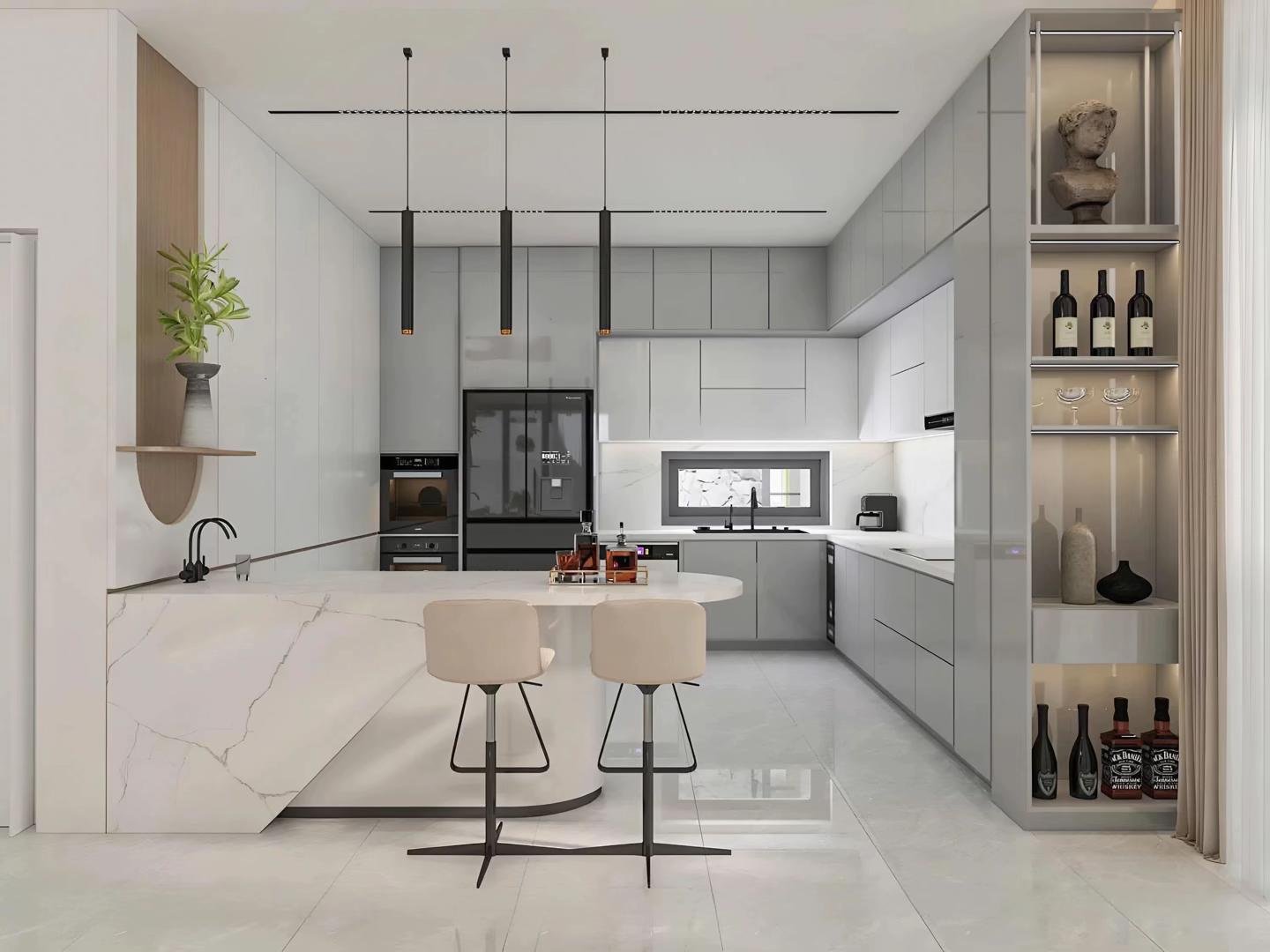 Không gian sống mở (Open Plan) kết nối phòng khách và khu vực sảnh đệm.