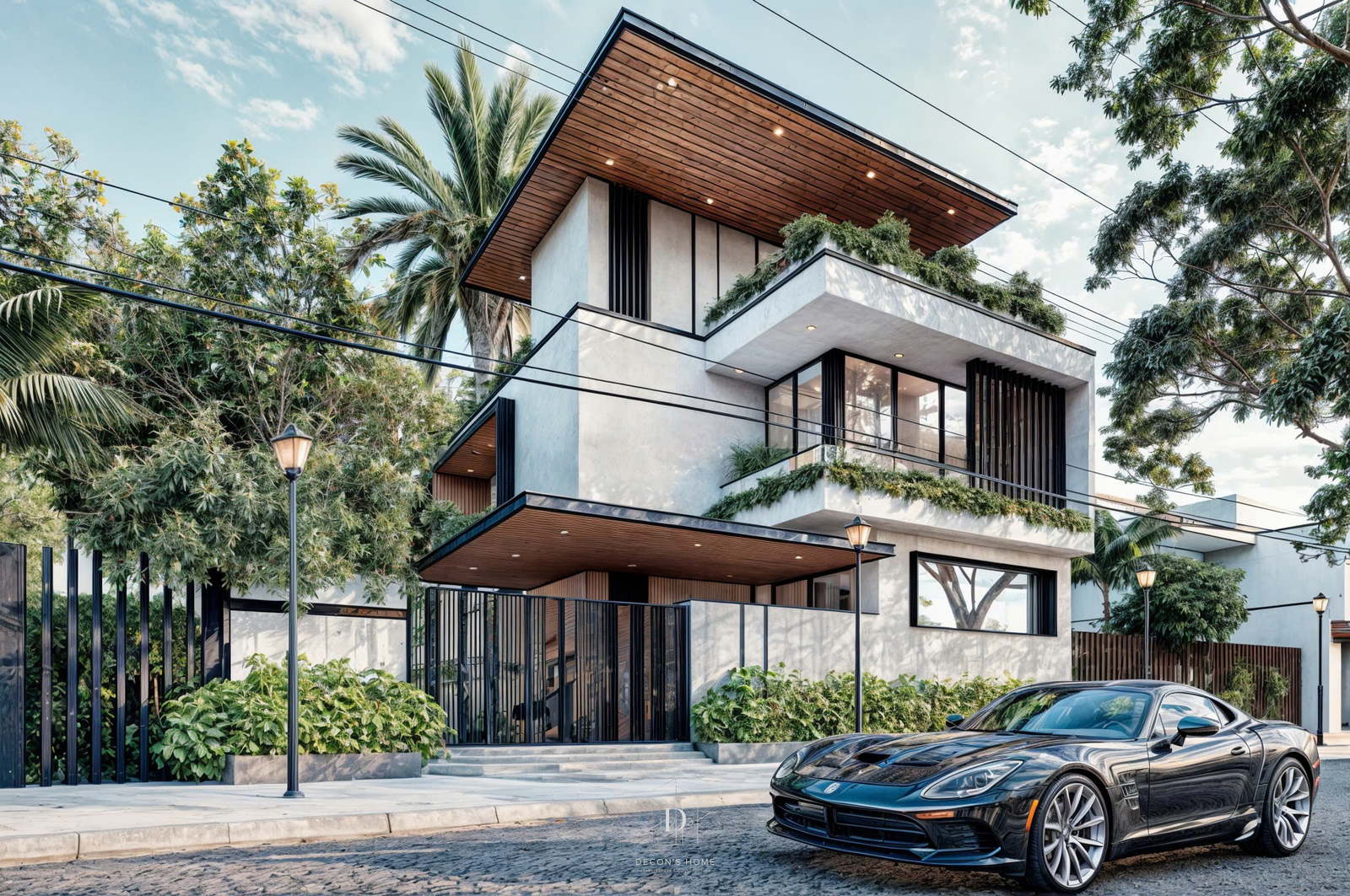 Phối cảnh ngoại thất biệt thự hiện đại Decon’s Home tại Vĩnh Phúc – Thiết kế bởi DeluxHome